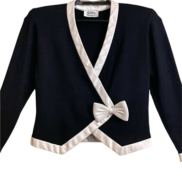 St John Neiman Marcus Women Formal Top 8 Satin Santana Knit Vintage Shoulder Pad - Picture 3 of 12